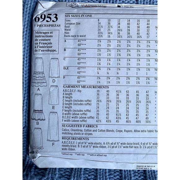 Simplicity 6953 Sewing pattern skirt midi maxi ruffle hem size 8-18 - Picture 4 of 5